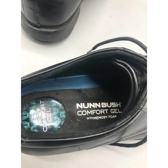NunnBush  lace up dress shoes black leather with comfort gel memory foam 8m READ - Picture 3 of 8
